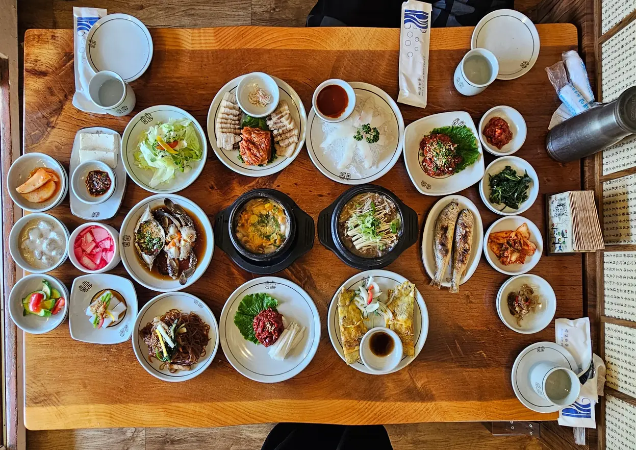A Korean table set for a group